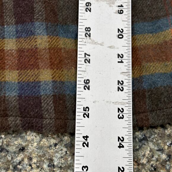 Evan Picone Shacket Size 8 Brown Blue Green Snaps Button Up Wool Blend Academia - Picture 5 of 8